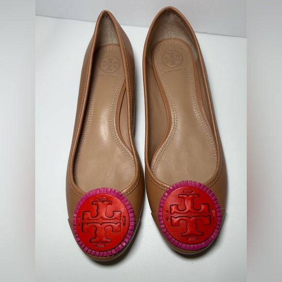 Tory Burch Brown Leather Reva Pebbled Ballet Flats Size 6 M - Picture 5 of 11